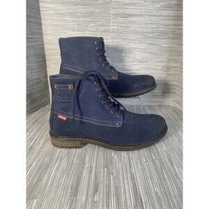 Levis Men's Sheffield Ankle Casual/Work Boots Blue Chambray Suede‎ Lace Up SZ 10